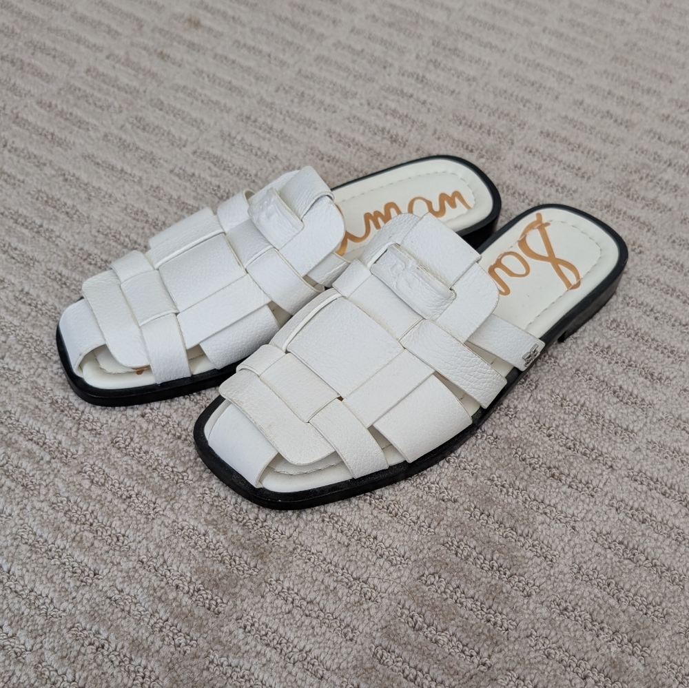 Sam Edelman Dina White Leather Fisherman Sandals‎ Fit 7 - Picture 2 of 8